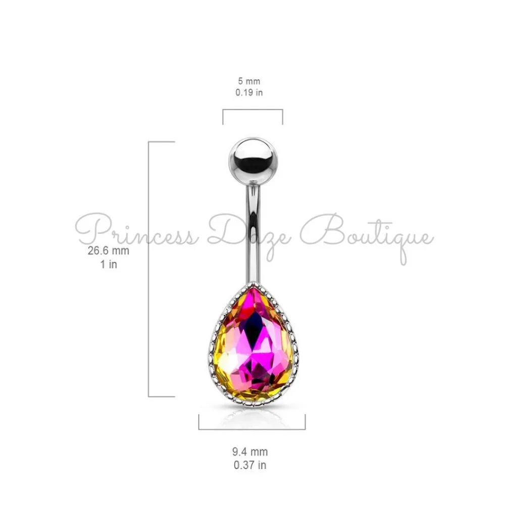 Aqua Tear‎ Drop Belly Button Ring